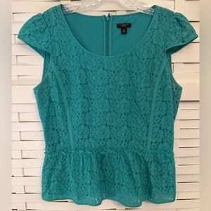 Ann Taylor Jade Lace Peplum Blouse